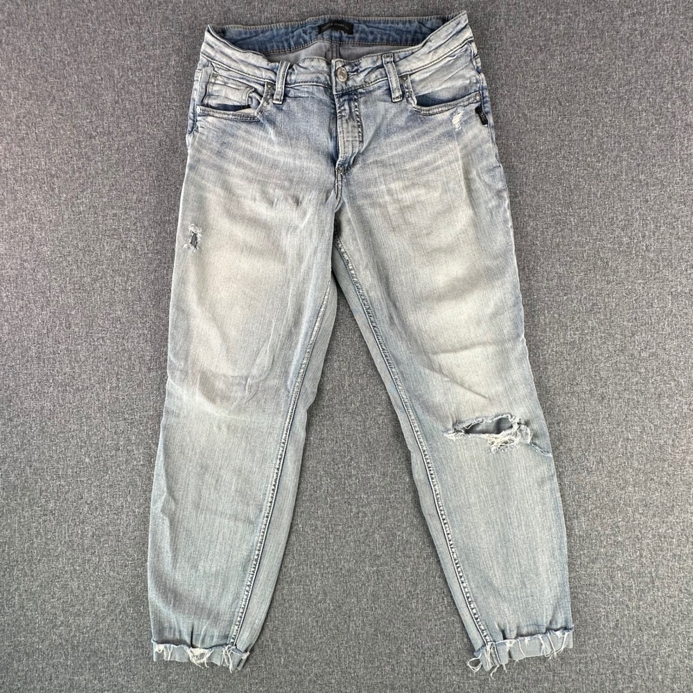 Silver Jeans Co. Jeans Womens 28/29 Boyfriend Light Blue Distressed L27170SJL190